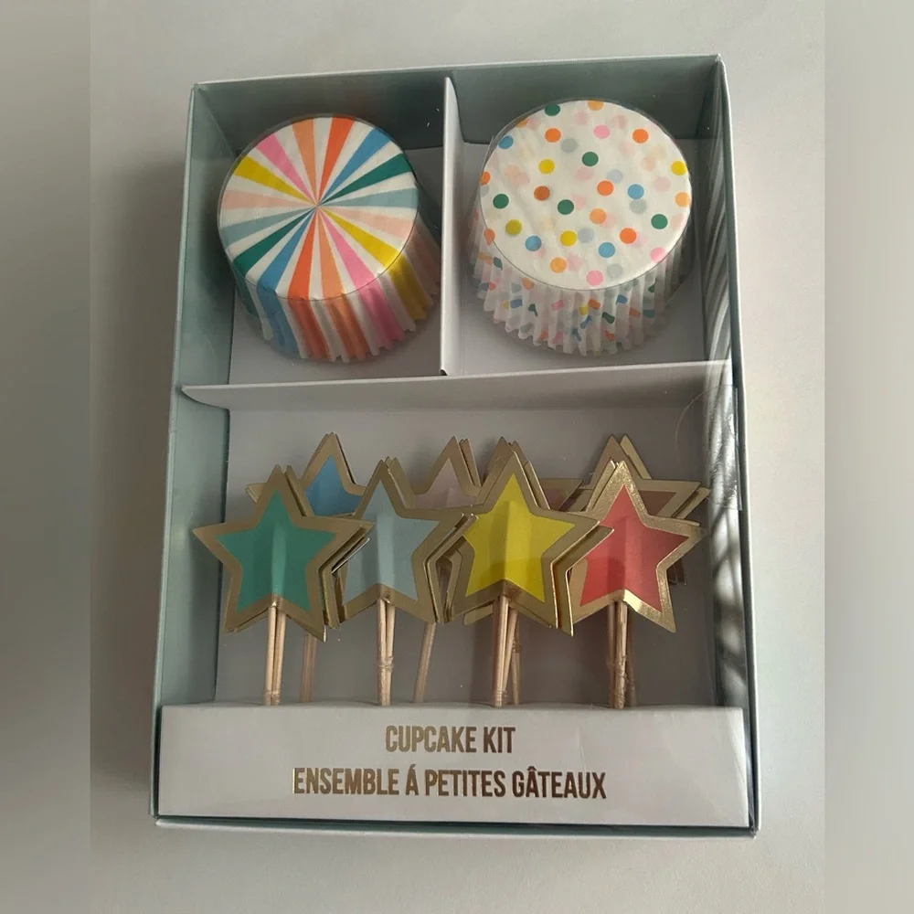 New Cupcake 24 Cupcake Liners 24 Star Picks Color-wheel Dots Liners Meri Meri